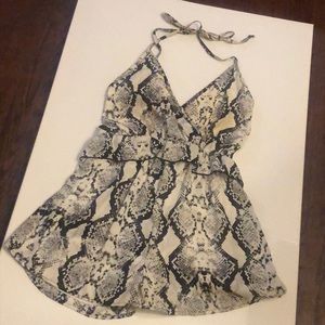 Black and White Snake print halter romper